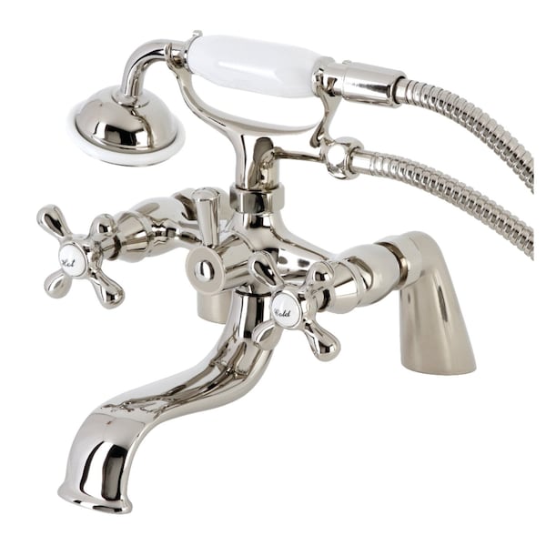 Kingston Brass KS227PN Deck Mount Clawfoot Tub Faucet with Hand Shower, Polished Nickel KS227PN - main